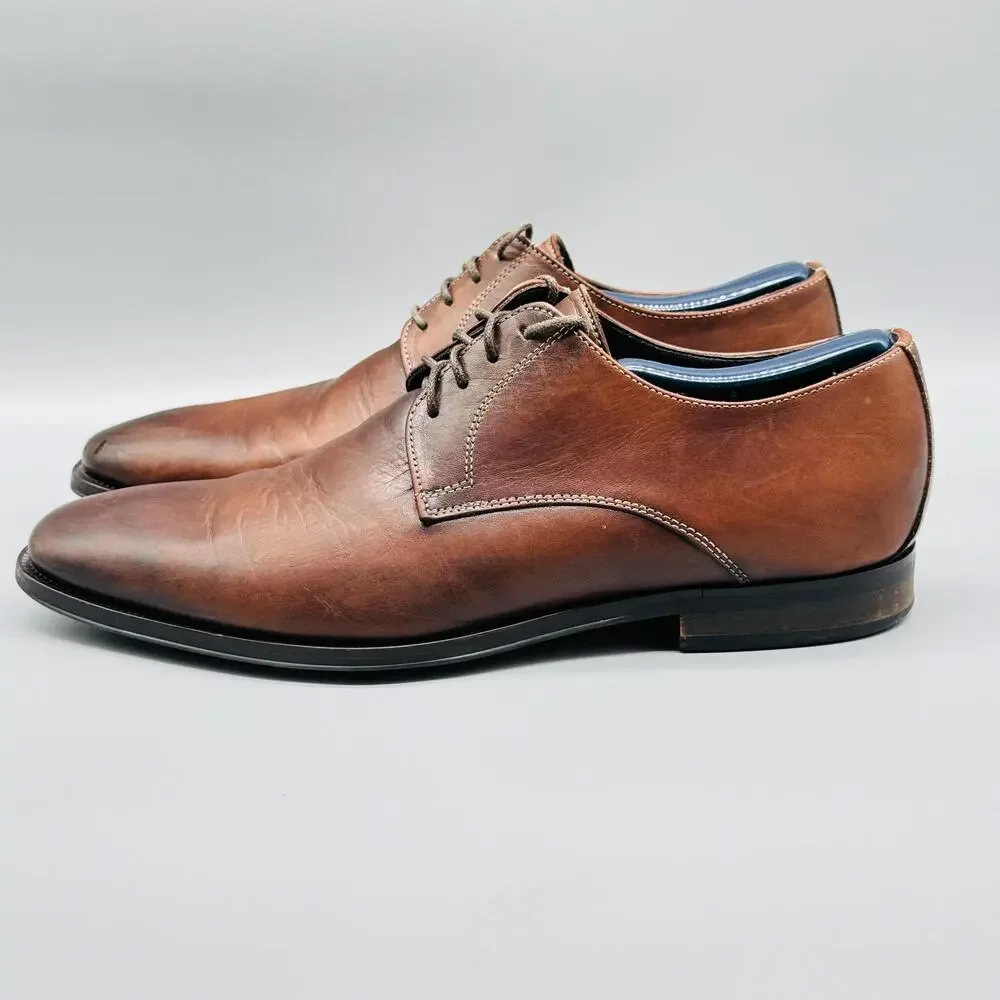 To Boot New York Shoes Mens 8 Brown Leather Derby Oxford Lace Up Dress Formal
